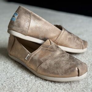 TOMS Gold Flats Slip-On Shoes